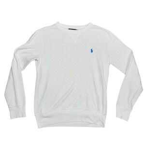 Polo Ralph Lauren Mens White Crewneck Sweatshirt Blue Pony Logo Small 0200011824